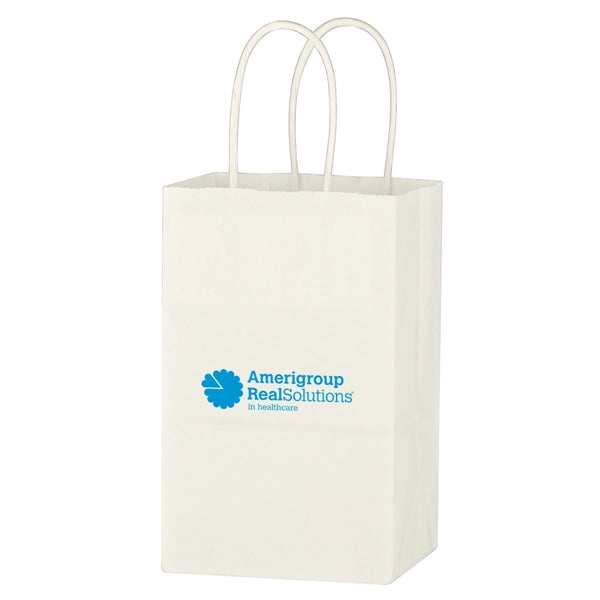 Kraft Paper White Shopping Bag - 5-1/4" x 8-1/4"
