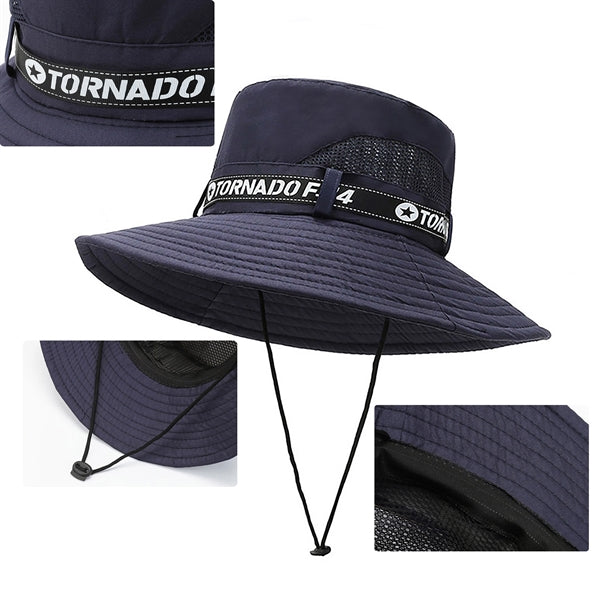 Mesh Wide Brim Sun Bucket Hat