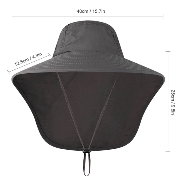 Wide Brim Sun Hat With Neck Flap