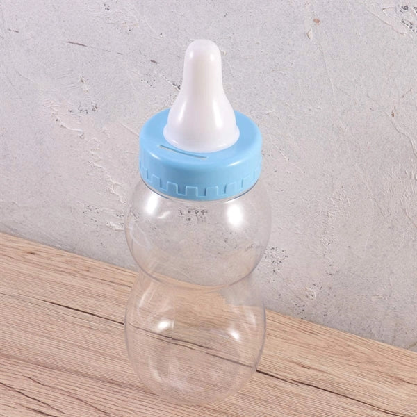 Jumbo Plastic Pink Blue Baby Milk Shower Bottle Coin Bank