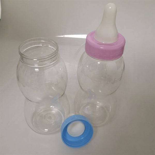 Jumbo Plastic Pink Blue Baby Milk Shower Bottle Coin Bank