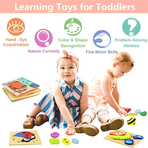 Toddlers 3D Wooden Puzzles Early Learning Toys for Kids
