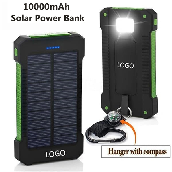 10000mAh Portable Solar Power Bank w/ LED Flashlight