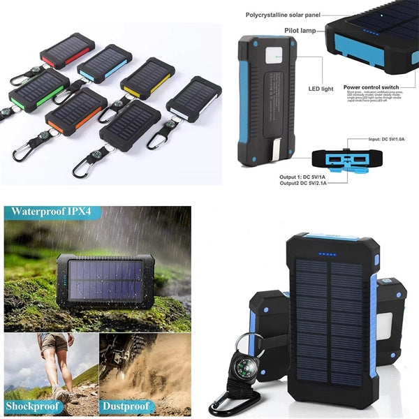 Dual USB with LED Flashlight Solar Power Bank-10000mAh