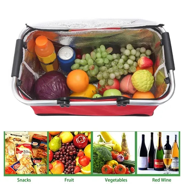 Outdoor Insulated Camping Foldable Picnic Basket with Lid