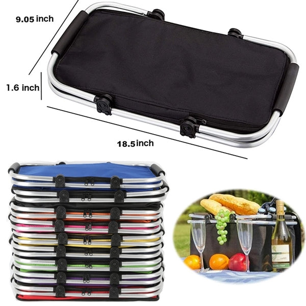 Outdoor Insulated Camping Foldable Picnic Basket with Lid