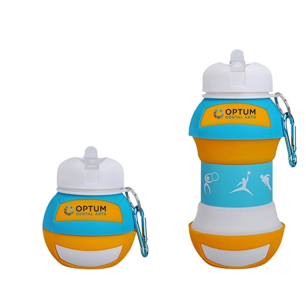 18 oz Collapsible Leak-Proof Sport Silicone Water Bottle
