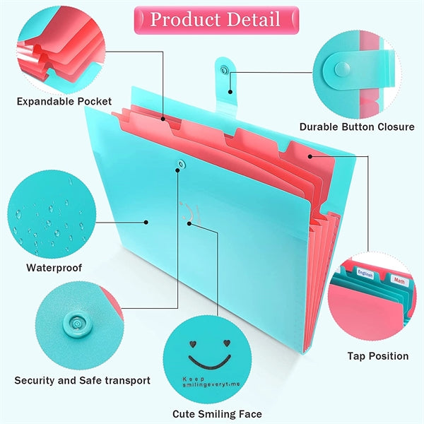 Letter-Size 12-Pocket Expanding File Folder with Snap Closur