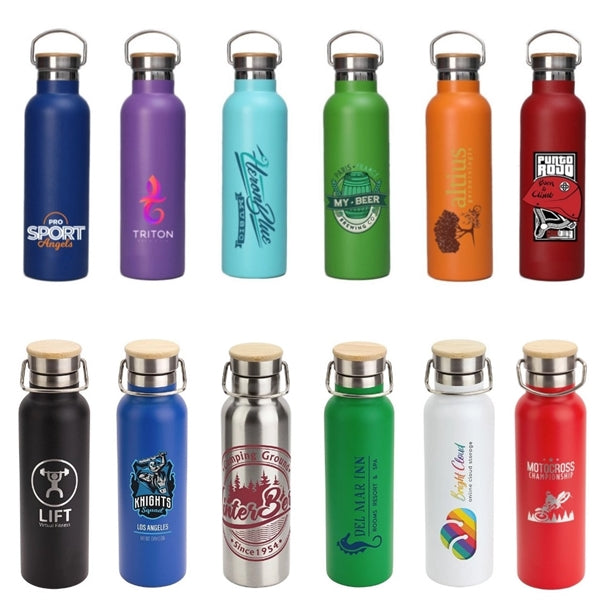 20 oz Vacuum Insulated Bottle with bamboo lid