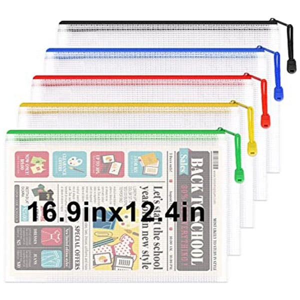 Mesh Zipper Pouch Document Bag