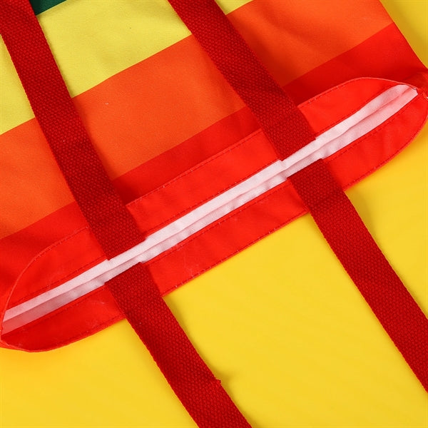 Rainbow canvas tote striped shoulder bag
