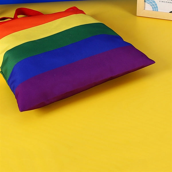 Rainbow canvas tote striped shoulder bag