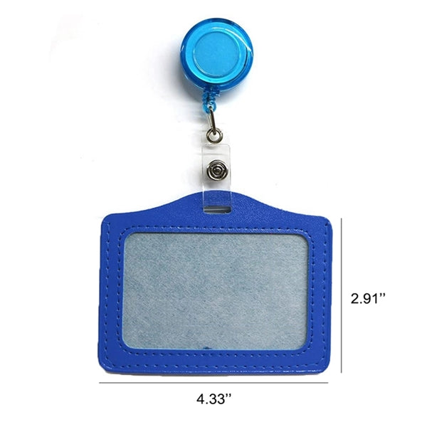 Durable Vertical PU Leather ID Card Badge Holder