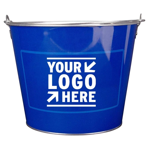 Logo 5Qt Galvanized Ice Bucket Round Metal Tub