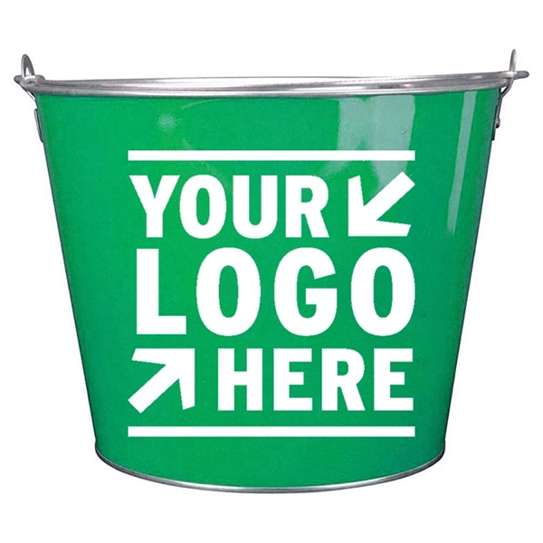 Logo 5Qt Galvanized Ice Bucket Round Metal Tub