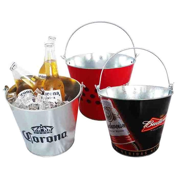 Logo 5Qt Galvanized Ice Bucket Round Metal Tub