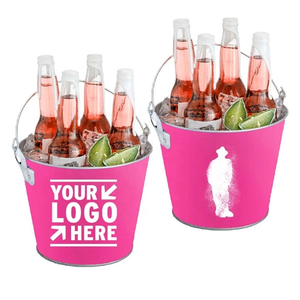 Logo 5Qt Galvanized Ice Bucket Round Metal Tub