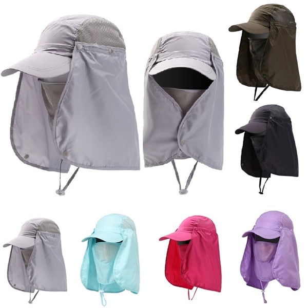 3 IN 1 Sun Cap Bucket Hat w/ Face Neck Flaps