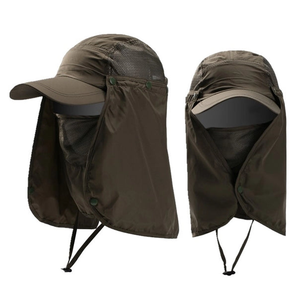 3 IN 1 Sun Cap Bucket Hat w/ Face Neck Flaps