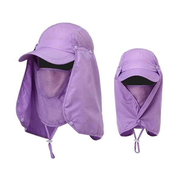 3 IN 1 Sun Cap Bucket Hat w/ Face Neck Flaps