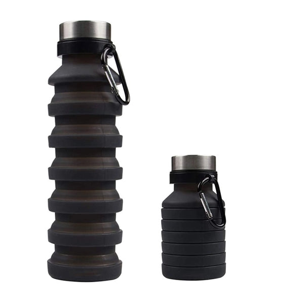 Collapsible Silicone Sports Water Bottle with Metal Carabine