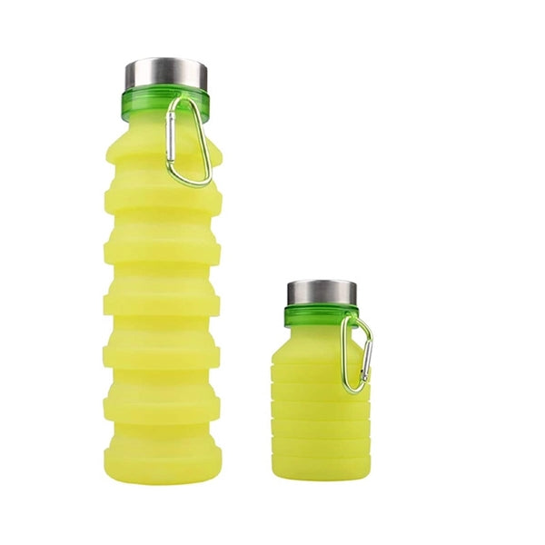 Collapsible Silicone Sports Water Bottle with Metal Carabine