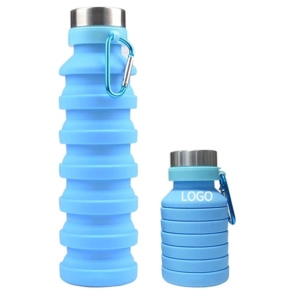 Collapsible Silicone Sports Water Bottle with Metal Carabine