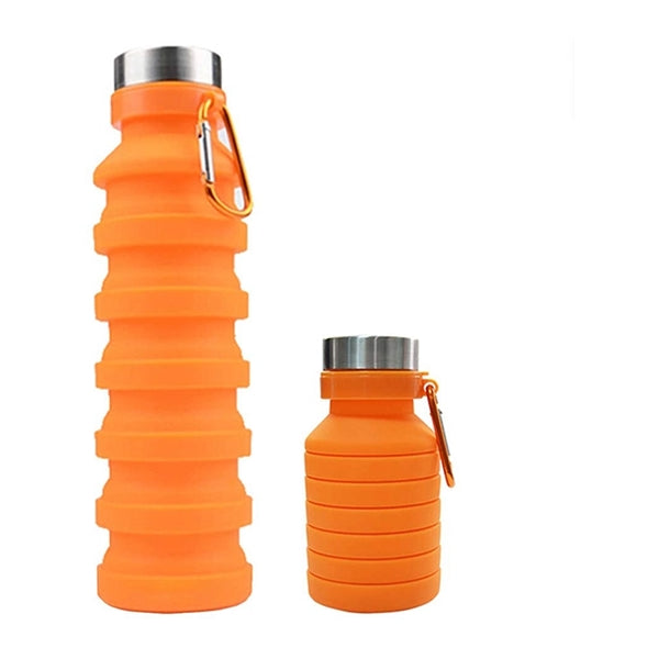 Collapsible Silicone Sports Water Bottle with Metal Carabine