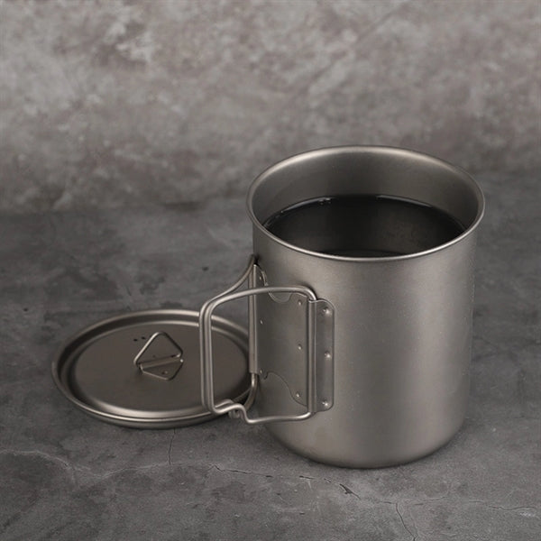 420ml Titanium Camping Cup With Lid