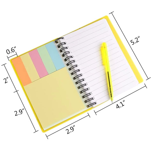 Portable spiral pp cover notebook with sticky note and pen