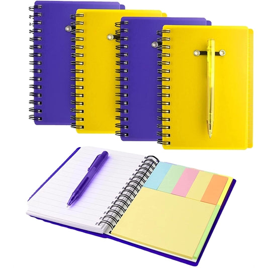 Portable spiral pp cover notebook with sticky note and pen