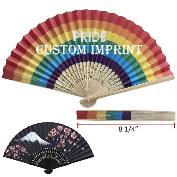 Double Side Printed Foldable Paper Bamboo Fan