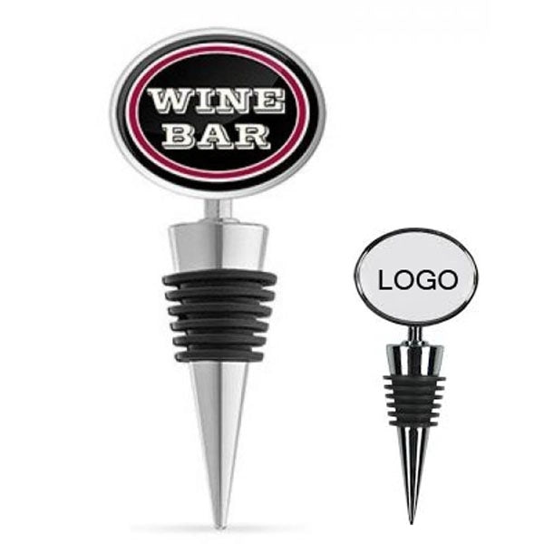 Oval Zinc Alloy Bottle Stopper with Epoxy Dome