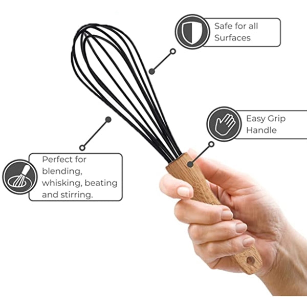 Kitchen Silicone Whisk With Wooden Handle