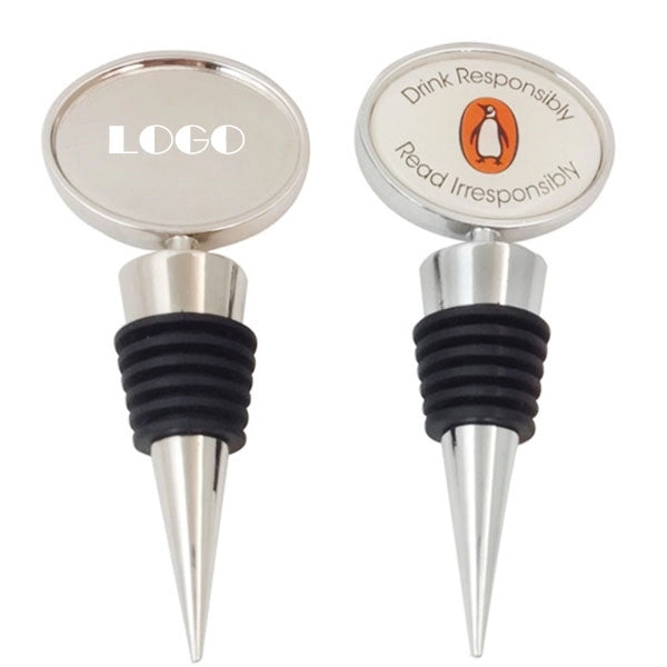 Oval Zinc Alloy Bottle Stopper with Epoxy Dome