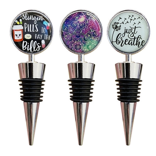 Round Epoxy Silver Wine Bottle Stopper