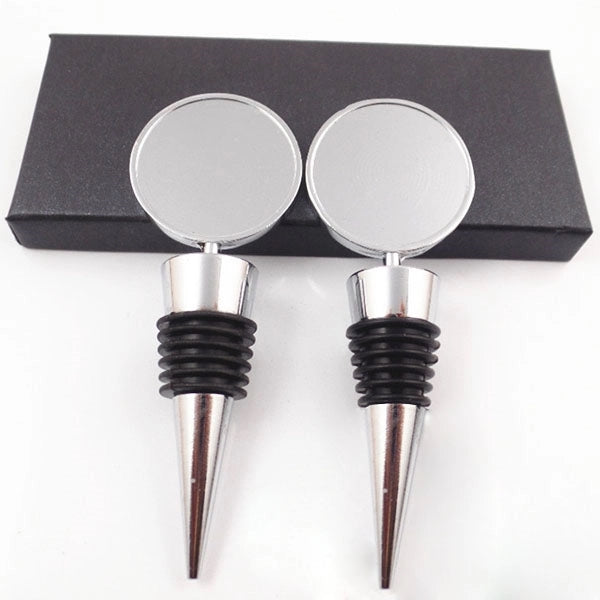 Round Epoxy Silver Wine Bottle Stopper