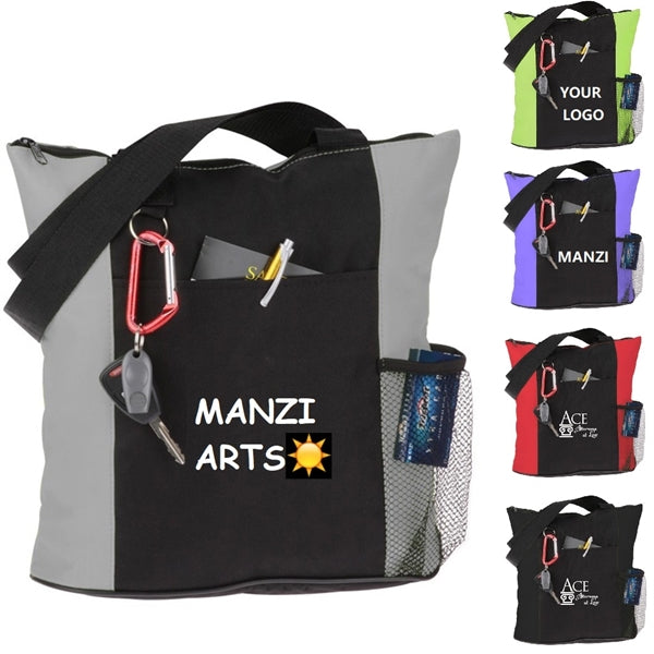 600D Oxfal Cloth Tote Bags w/ Zipper closure