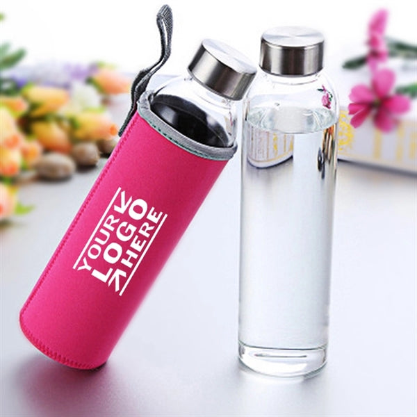 16oz Glass Water Bottles With Stainless Steel Lids