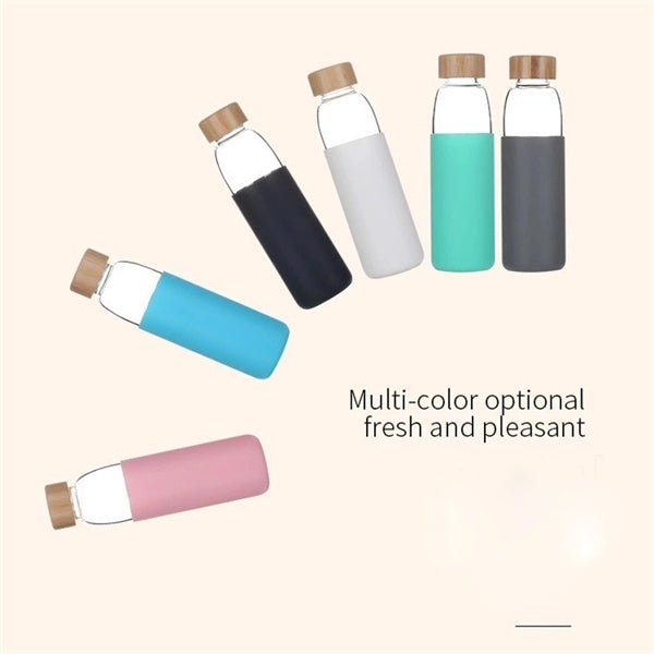 18oz Glass Water Bottles With Bamboo Lid