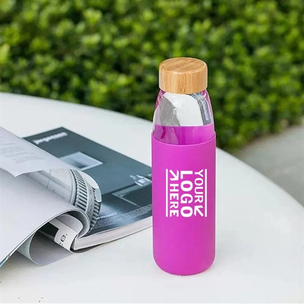18oz Glass Water Bottles With Bamboo Lid