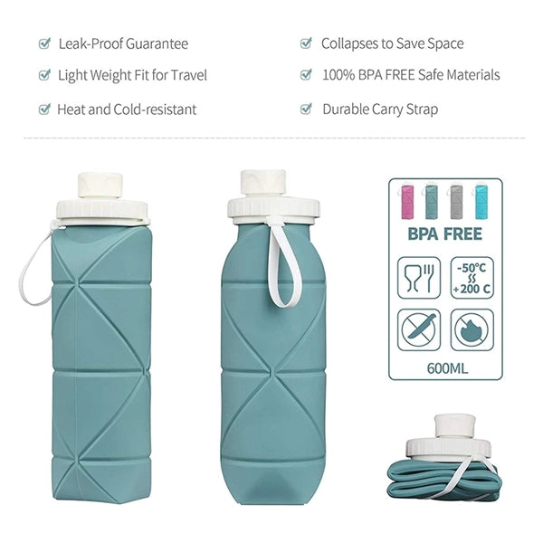 Geometric Embossed Collapsible Silicone Bottle with Carry St