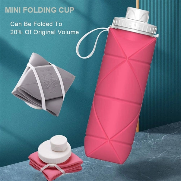 Geometric Embossed Collapsible Silicone Bottle with Carry St