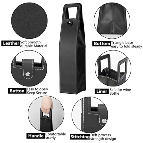 Leather Single Wine Bag with Handle