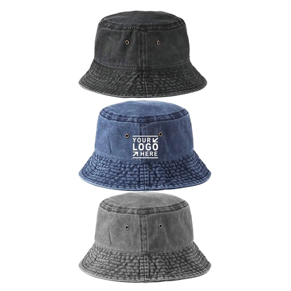 Washed Denim Bucket Hats