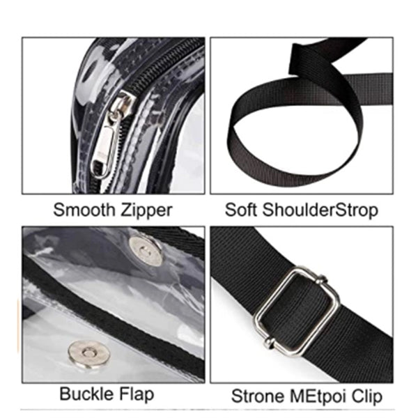 Clear Crossbody Messenger Shoulder Bag with Zipper