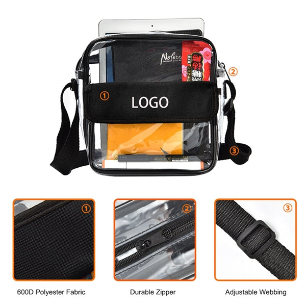 Clear Crossbody Messenger Shoulder Bag with Zipper
