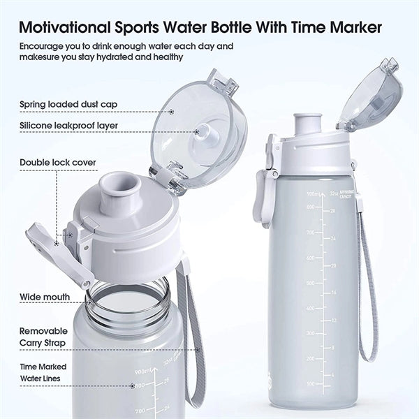 32oz Motivational Fitness Sports Water Bottle With Time Mark