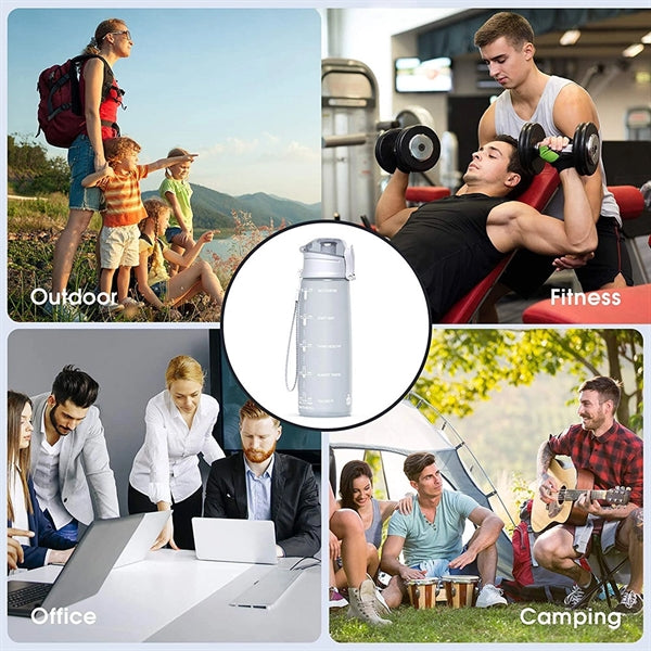 32oz Motivational Fitness Sports Water Bottle With Time Mark