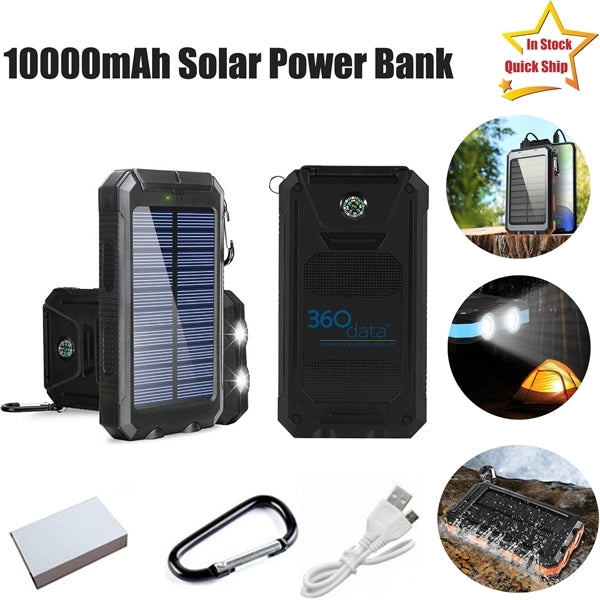 Fast Shipping 10000mah Solar Power Bank With Carabiner